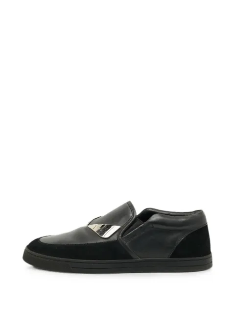 Fendi Pre-Owned leather slip-on sneakers Black 1309282