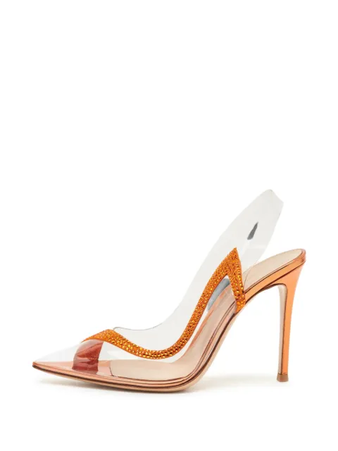 Gianvito Rossi Hortensia crystal-embellished heeled pumps White 1332242