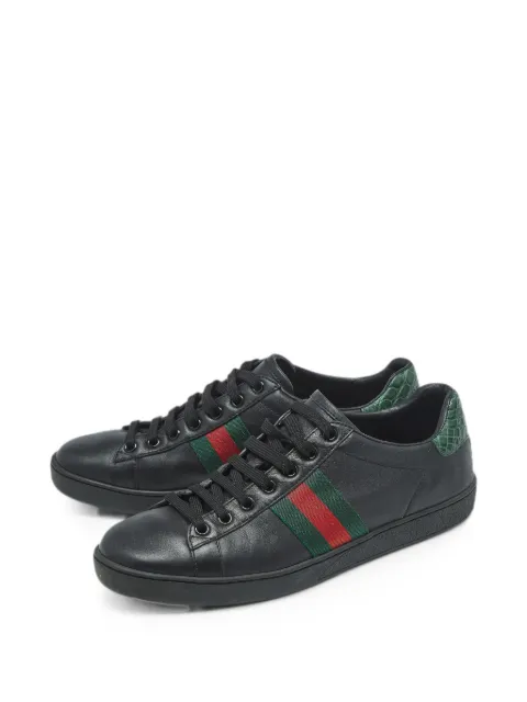Gucci Pre-Owned New Ace croc-embossed low-top sneakers Black 1322806
