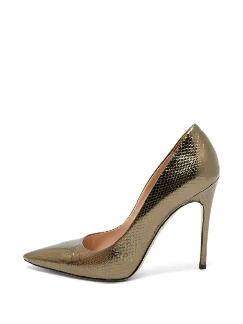 Miu Miu Pre-Owned snakeskin-effect pointed-toe pumps Gold 1294942