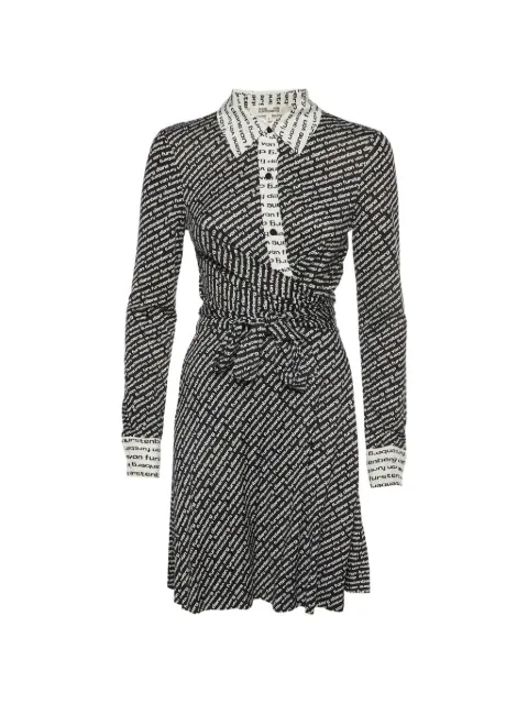 DVF Diane von Furstenberg logo-print wrap midi dress Black 1329922