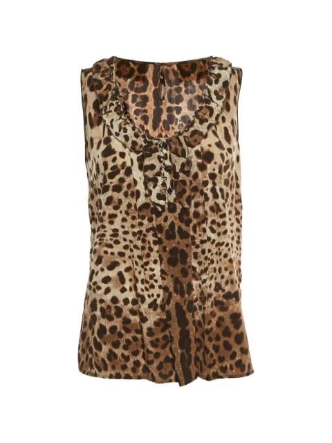 Dolce & Gabbana Pre-Owned leopard-print ruffled blouse Brown 1324076
