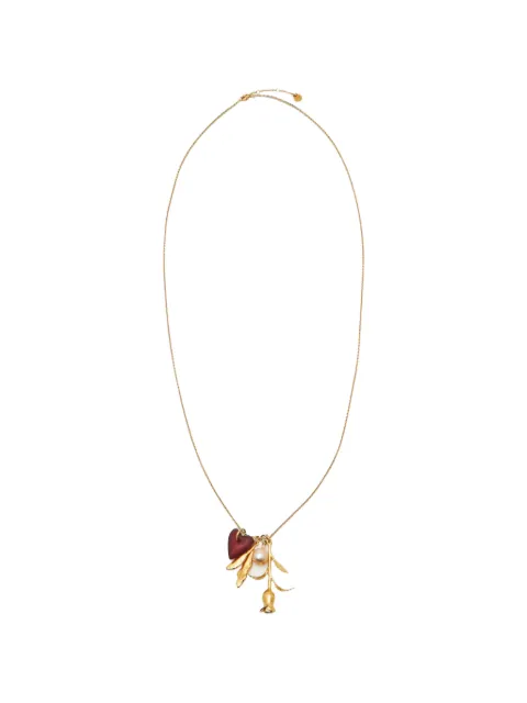 Christian Dior Pre-Owned Rose motif heart-pendant necklace Gold 1343952
