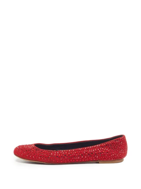 Giuseppe Zanotti Vintage crystal-embellished suede ballet flats Red 1312943