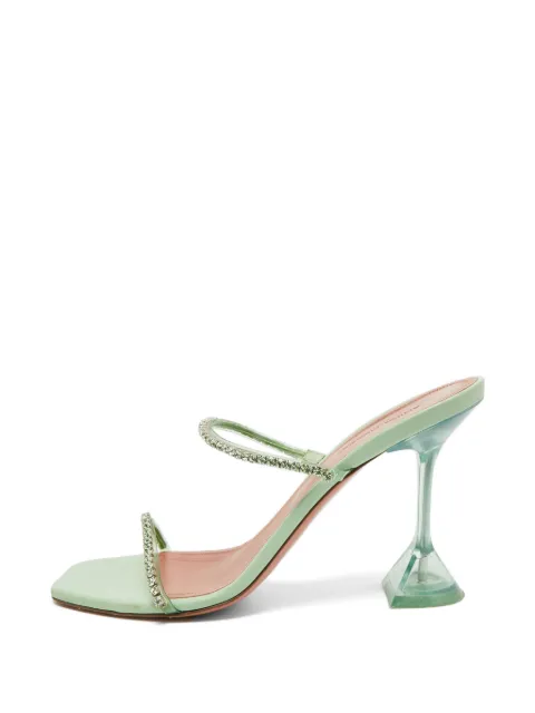 Amina Muaddi Gilda Glass crystal-embellished heeled sandals Green 1363628