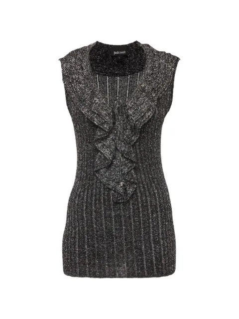 Just Cavalli Vintage ruffled lace-up top Grey 1300870