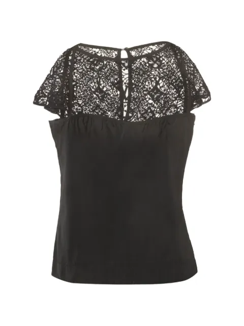 Louis Vuitton Pre-Owned lace cap-sleeve top Black 1315976