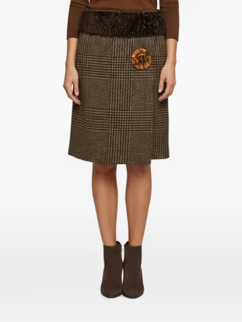 Dolce & Gabbana Pre-Owned houndstooth A-line midi skirt Brown 1362343