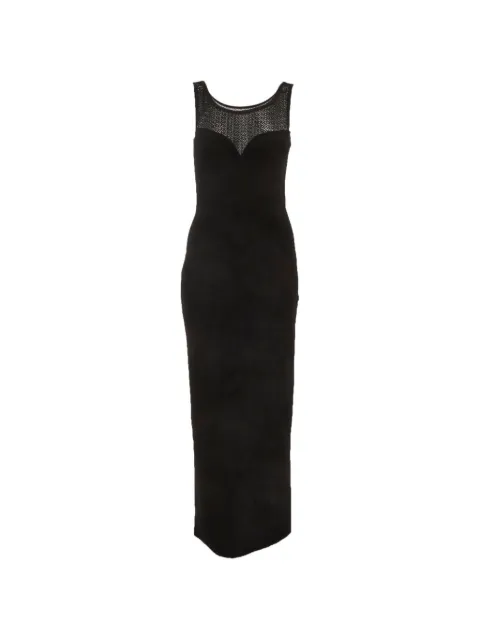 Alaïa Pre-Owned crochet-paneled sleeveless midi dress Black 1318844