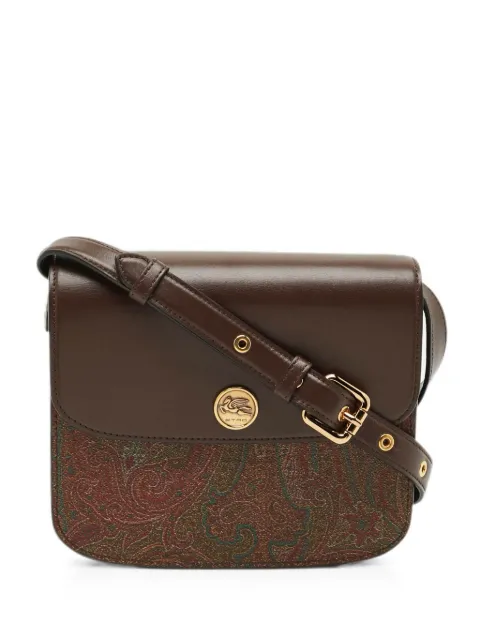 Etro Pre-Owned Tracolla paisley-print leather-trim shoulder bag Brown 1302214