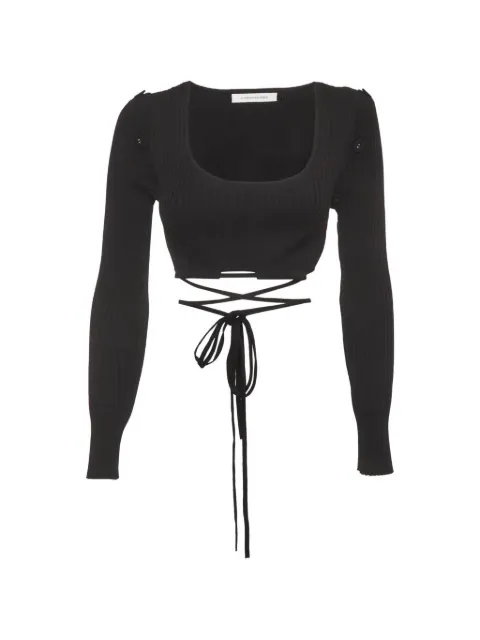 Christopher Esber rib-knit tie-up crop top Black 1314209