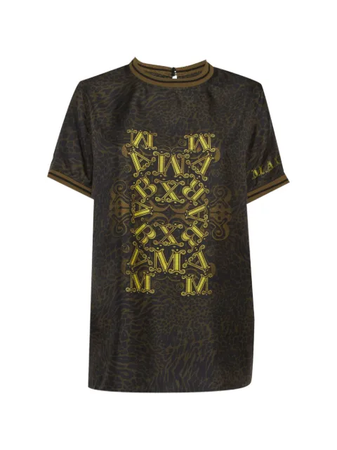 Max Mara leopard-print silk top Green 1295100