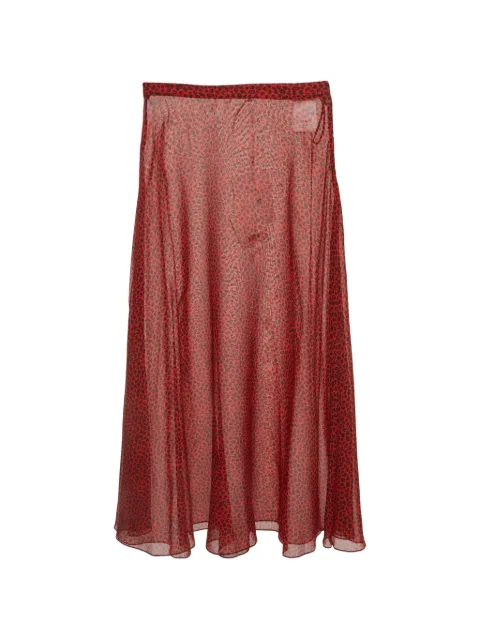 Christian Dior Pre-Owned leopard-print flared midi skirt Red 1293839