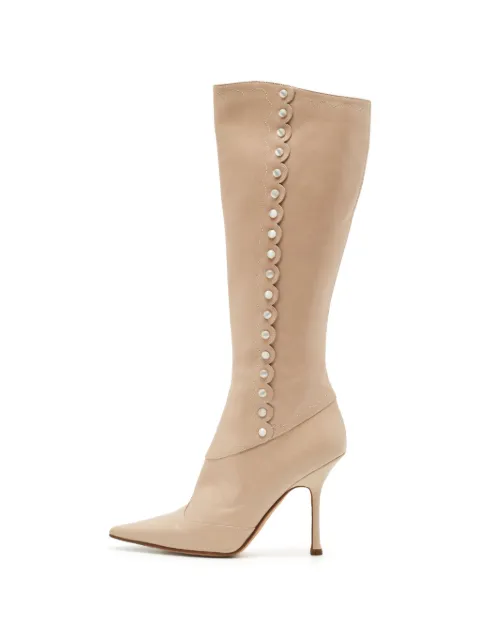 Jimmy Choo Pre-Owned bead-embellished leather boots Neutrals 1346205