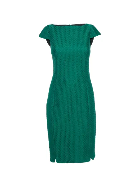 Carolina Herrera Vintage textured cap-sleeve midi dress Green 1265145