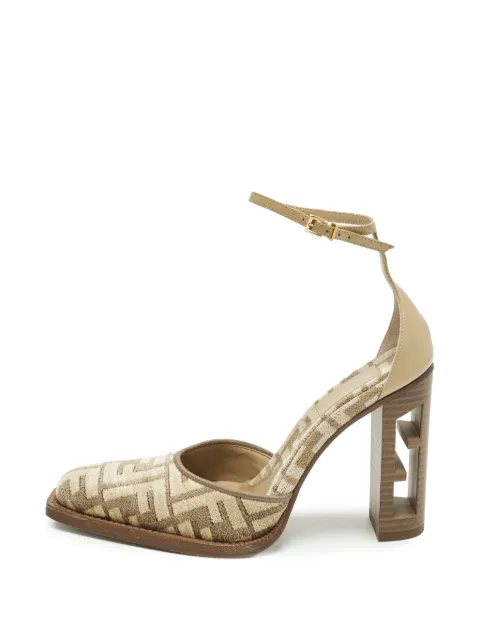 Fendi Pre-Owned Zucca-motif heeled pumps Neutrals 1277790