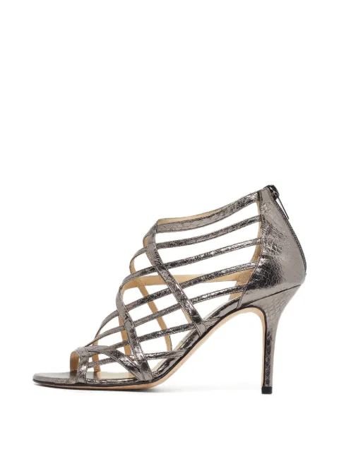 Jimmy Choo Pre-Owned snakeskin-embossed cage sandals Grey 1304043