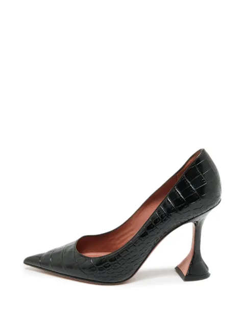 Amina Muaddi Ami croc-embossed pumps Black 1277088