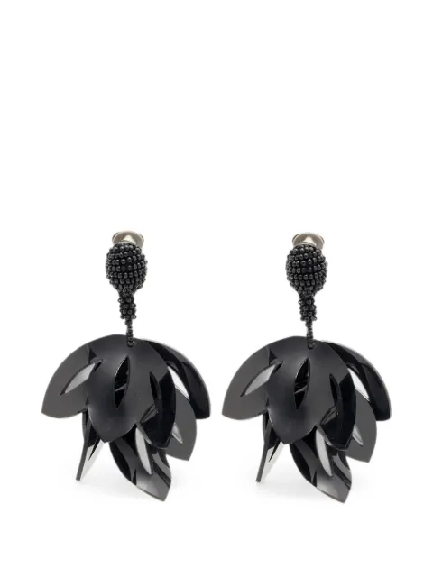 Oscar de la Renta Pre-Owned beaded clip-on earrings Grey 1350953