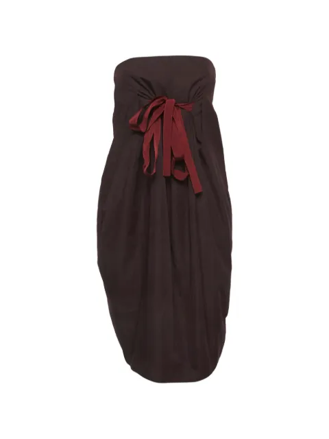 Bottega Veneta Pre-Owned strapless bow-detail mini dress Brown 1293039