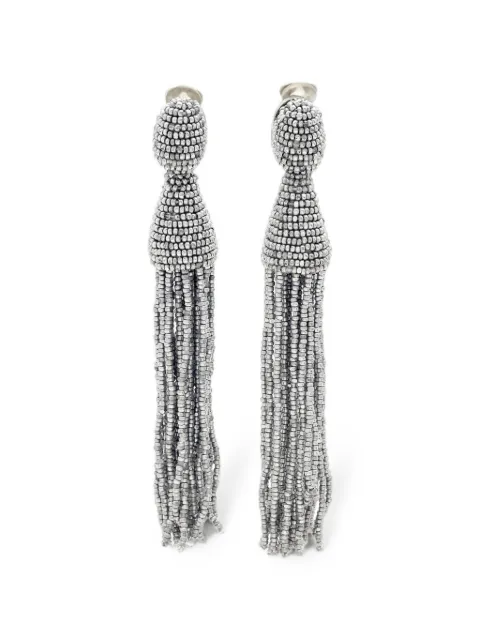 Oscar de la Renta Pre-Owned beaded tassel earrings Silver 1350957