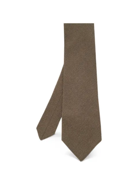 Giorgio Armani Pre-Owned diagonal-pattern wool tie Brown 1331775