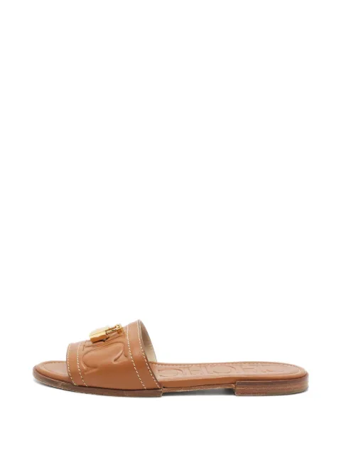 Carolina Herrera Vintage leather flat slides Brown 1342376