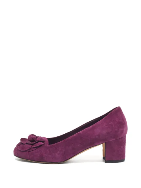 CHANEL Pre-Owned Camellia block heel pumps Purple 1333806