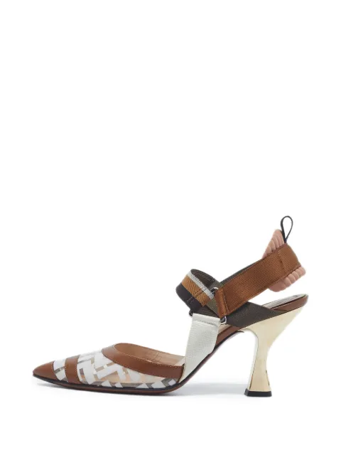 Fendi Pre-Owned Colibri logo-pattern slingback pumps White 1344011
