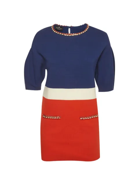 Elisabetta Franchi chain-appliqué knit dress Blue 1332516