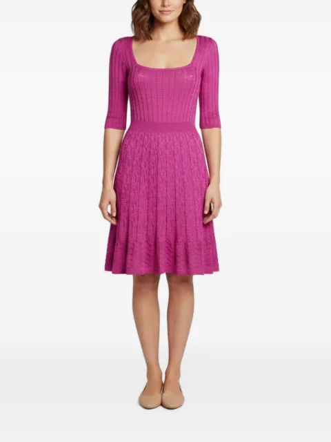 Missoni Pre-Owned ribbed-knit flared mid-length dress Pink 1339694