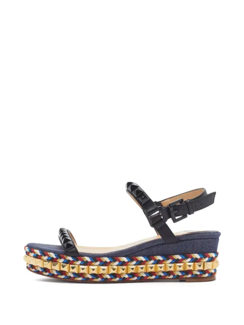 Christian Louboutin Pre-Owned Pyraclou studded platform sandals Blue 1325743