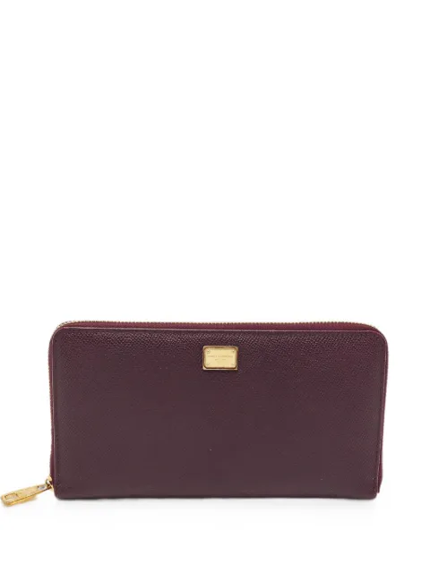 Dolce & Gabbana Pre-Owned logo-plaque zip-around clutch bag Purple 1279343