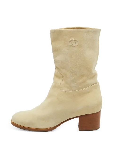 CHANEL Pre-Owned CC suede ankle boots Neutrals 1346949