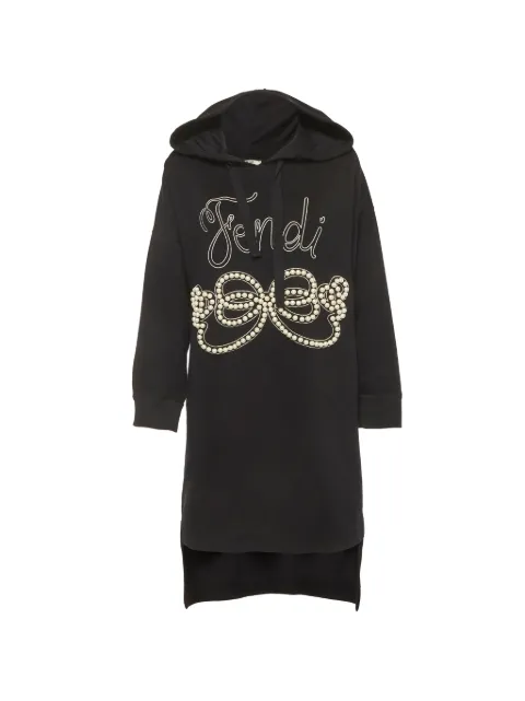 Fendi Pre-Owned pearl-embroidered hooded mini dress Black 1313205