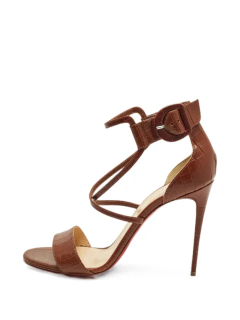 Christian Louboutin Pre-Owned Choca croc-embossed heeled sandals Brown 1314318