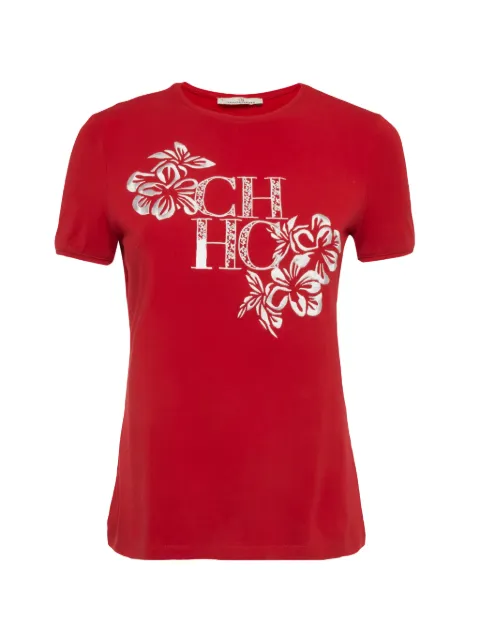 Carolina Herrera Vintage logo-embroidered T-shirt Red 1302265