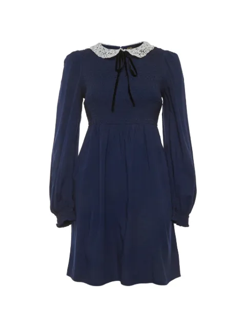 Maje smocked guipure-collar mini dress Blue 1315068