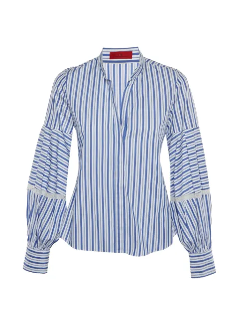 Carolina Herrera Vintage striped lace-trim blouse Blue 1348266