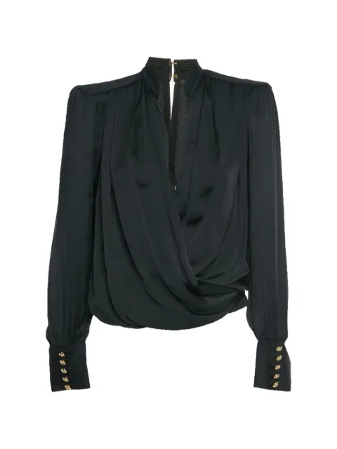 Balmain Pre-Owned draped satin blouse Black 1316949