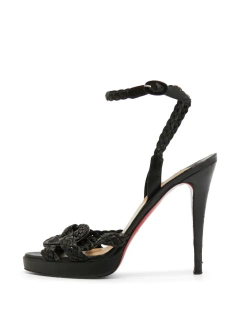 Christian Louboutin Pre-Owned Fatima woven ankle strap sandals Black 1310719
