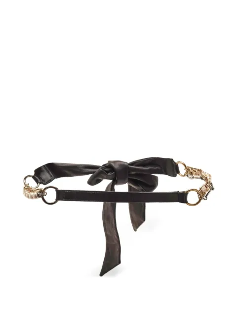 Dolce & Gabbana Pre-Owned pearl-embelished calf leather belt Black 1331107