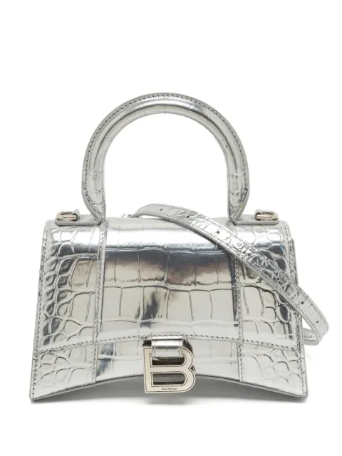 Balenciaga Pre-Owned Hourglass XS croc-embossed handbag Silver 1347162
