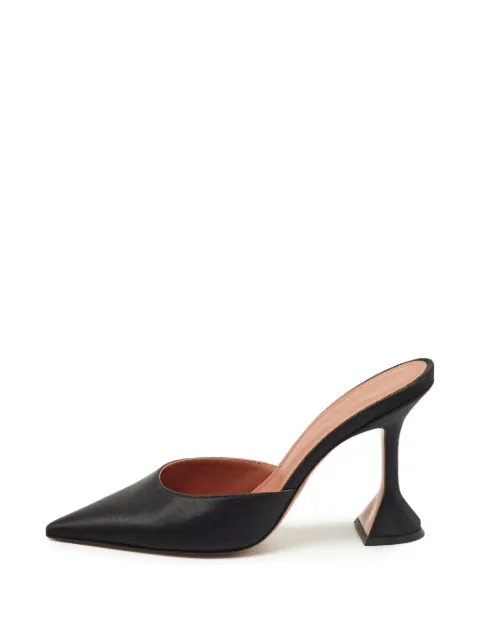 Amina Muaddi Fiona satin heeled mules Black 1303642