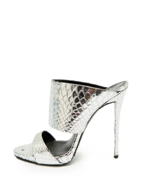 Giuseppe Zanotti Vintage Andrea python-embossed sandals Silver 1332441