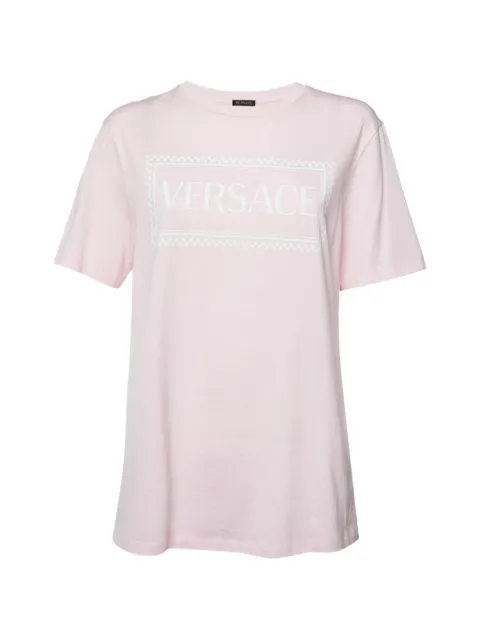 Versace Pre-Owned logo-print cotton T-shirt Pink 1356051
