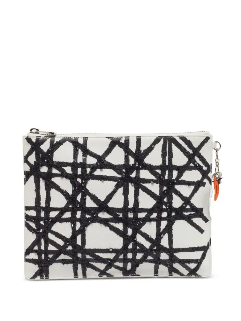 Christian Dior Pre-Owned x Daniel Gordon 2016 Zip Art Cannage clutch bag White 1288906