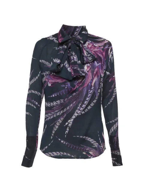 Just Cavalli Vintage floral-print silk top Blue 1294149