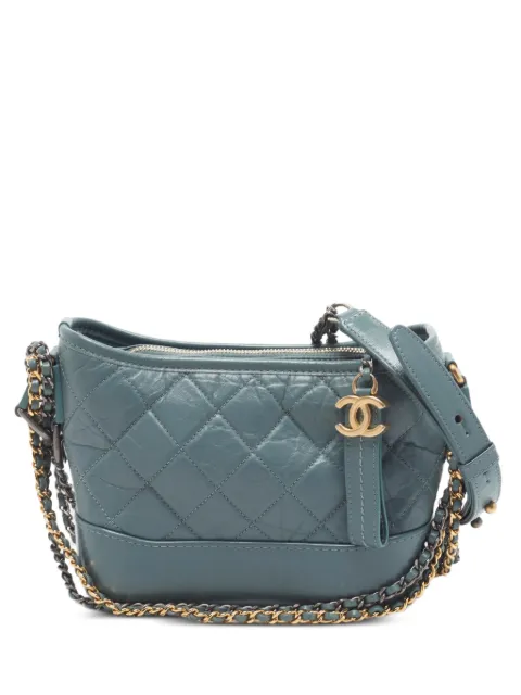 CHANEL Pre-Owned 2018-2019 small Gabrielle quilted leather shoulder bag Blue 1341739