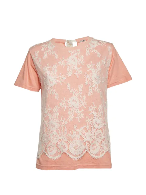 Miu Miu Pre-Owned lace front T-shirt Pink 1324655